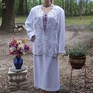 "St Anthony" 2pc. White skirt w/matching blazer